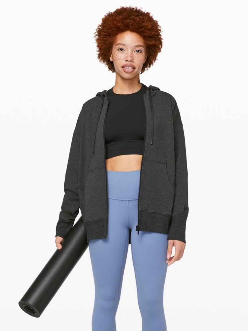 lululemon athletica Lululemon Ready to Roll Hoodie- Heathered Black - size 6